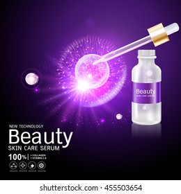 Collagen Serum Natural flower extracts and Background Vector Skin Care Cosmetic concept.