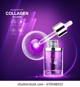 Collagen and Serum Product Vector Concept Beauty Technology for Skin Care 