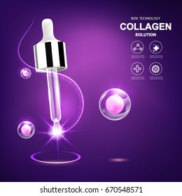 Collagen and Serum Product Vector Concept Beauty Technology for Skin Care 