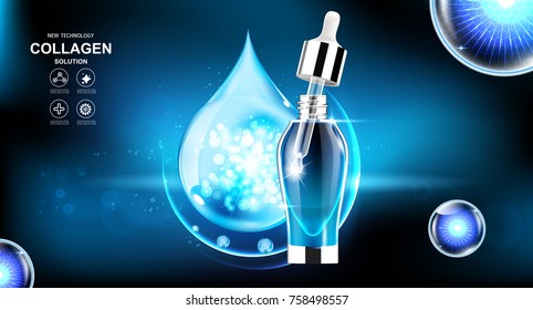 Collagen and Serum Product, Vector Concept Beauty Technology for Skin Care