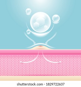 Collagen or Serum Repair the skin. Vector Background Concept for Skin Care Cosmetic Products.