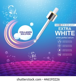 Collagen and Serum Skin Care Extra White Product Background Concept Cosmetic for Skin.
