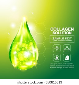 Collagen Serum and Vitamin Background Concept Skin Care Cosmetic.