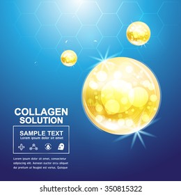 Collagen Serum and Vitamin Background Concept Skin Care Cosmetic.