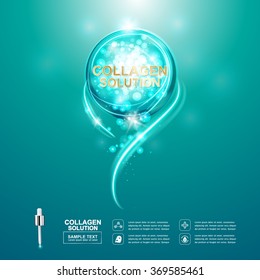 Collagen Serum and Vitamin Background Concept Skin Care Cosmetic.