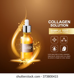 Collagen Serum and Vitamin Background Concept Skin Care Cosmetic.