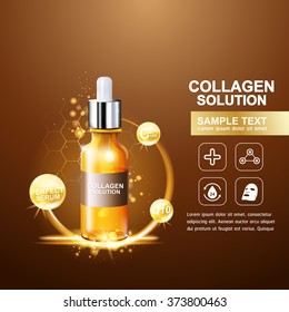 Collagen Serum and Vitamin Background Concept Skin Care Cosmetic.