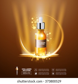 Collagen Serum and Vitamin Background Concept Skin Care Cosmetic.