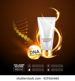 Collagen Serum and Vitamin Background Concept Skin Care Cosmetic.