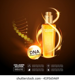 Collagen Serum and Vitamin Background Concept Skin Care Cosmetic.