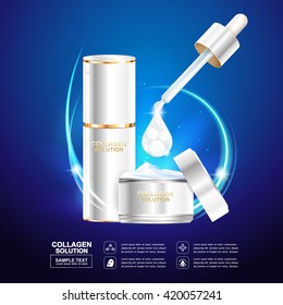 Collagen Serum and Vitamin Background Concept Skin Care Cosmetic.