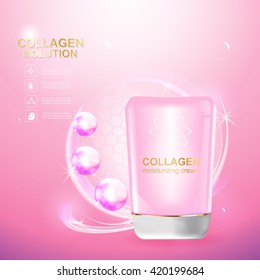 Collagen Serum and Vitamin Background Concept Skin Care Cosmetic.