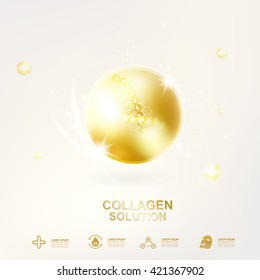 Collagen Serum and Vitamin Background Concept Skin Care Cosmetic.