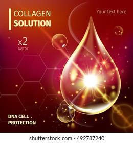 Collagen Serum and Vitamin Background Concept Skin Care Cosmetic.