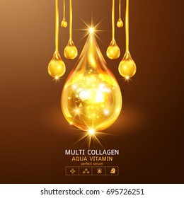 Collagen Serum and Vitamin Background Concept Skin Care Cosmetic.