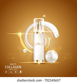 Collagen Serum and Vitamin Background Concept Skin Care Cosmetic.