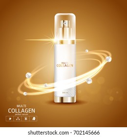 Collagen Serum and Vitamin Background Concept Skin Care Cosmetic.