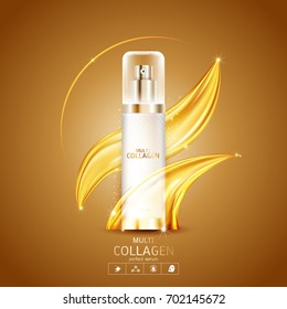 Collagen Serum and Vitamin Background Concept Skin Care Cosmetic.