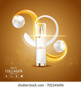 Collagen Serum and Vitamin Background Concept Skin Care Cosmetic.