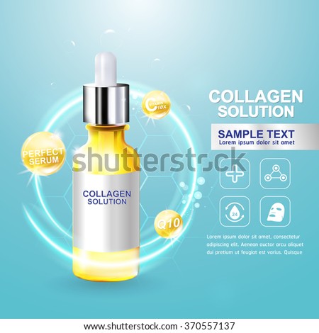 Collagen Serum and Vitamin Background Concept Skin Care Cosmetic.