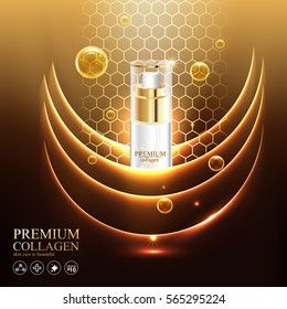 Collagen Serum and Vitamin Background for Products Skin Care Cosmetic Premium concept.