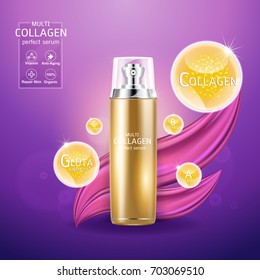 Collagen Serum and Vitamin Background for Skin Care Cosmetic Products.