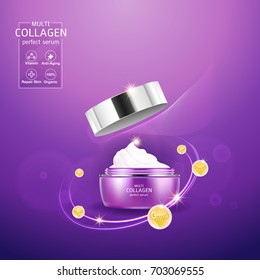 Collagen Serum and Vitamin Background for Skin Care Cosmetic Products.