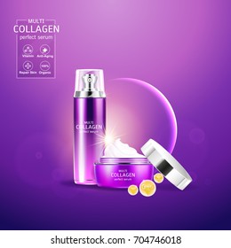 Collagen Serum and Vitamin Background for Skin Care Cosmetic Products.