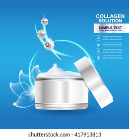 Collagen Serum and Vitamin Background Vector Concept Skin Care Cosmetic.