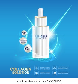Collagen Serum and Vitamin Background Vector Concept Skin Care Cosmetic.