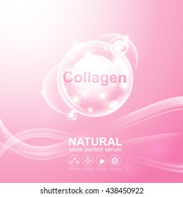 Collagen Serum and Vitamin on Pink Background Concept Skin Care Cosmetic.