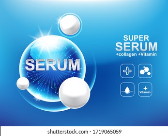 Collagen Serum or Vitamin Power Ball Background Concept Skin Care Cosmetic.