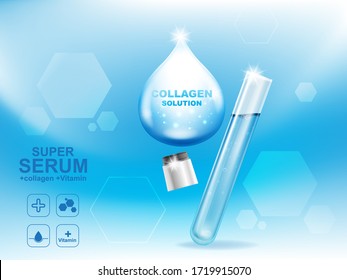 Collagen Serum or Vitamin Power Ball Background Concept Skin Care Cosmetic.