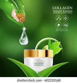Collagen or Serum and Vitamins Template for Cosmetic Packaging Design. 