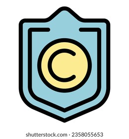 Collagen shield icon outline vector. Cosmetic skin. Care cell color flat