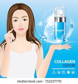 Collagen skin care blue serum vector illustration