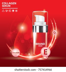 Collagen skin care red serum vector illustration