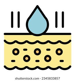 Collagen skin drop icon outline vector. Hair acne. Cosmetic face color flat