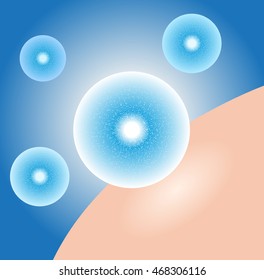collagen and skin , vector . blue