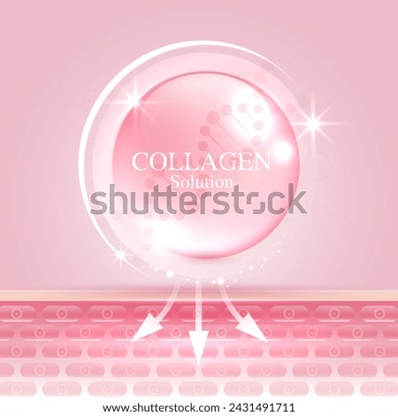 Collagen solution and DNA on a pink background. vitamin solution complex with chemical formula from nature. beauty treatment nutrition skin care design. medical and scientific concepts. vector design.