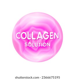 Collagen solution pink from nature. Vitamins serum and hyaluronic acid essential skin care supplement nutrition beauty. For products design cosmetic. Medical science concept. 3D Vector.