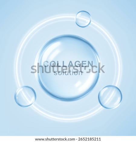 Collagen solution. Collagen serum or essence drops. Medical and scientific concepts. Skin care cosmetics solution. Vector illustration