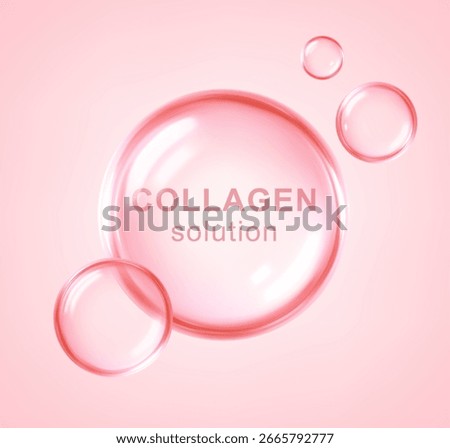 Collagen solution. Collagen serum or essence drops. Medical and scientific concepts. Skin care cosmetics solution. Vector illustration