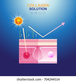 Collagen Solution Serum and Vitamin Background Skin Care Cosmetic Vector concept.