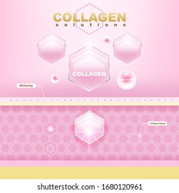 Collagen Solutions Vector Background concept for Skin Care Cosmetic Products.