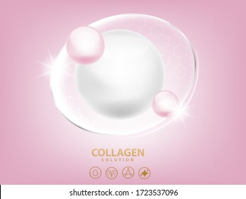 Collagen Solutions Vector Background Concept for Advertising Skin Care Cosmetic Products.