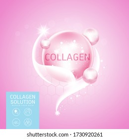 Collagen Solutions Vector Background Concept for Advertising Skin Care Cosmetic Products.