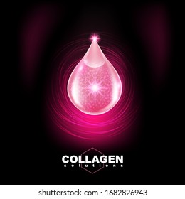 Collagen Solutions Vektorillustration Rosa Hintergrund Konzept für Hautpflegeprodukte.