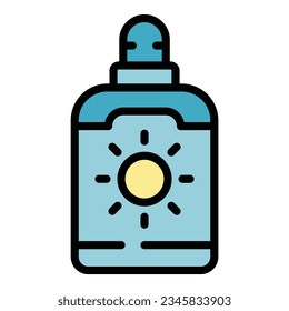 Collagen sunscreen icon outline vector. Skin care. Cosmetic face color flat