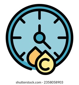 Collagen time work icon outline vector. Gel molecule. Cosmetic serum color flat